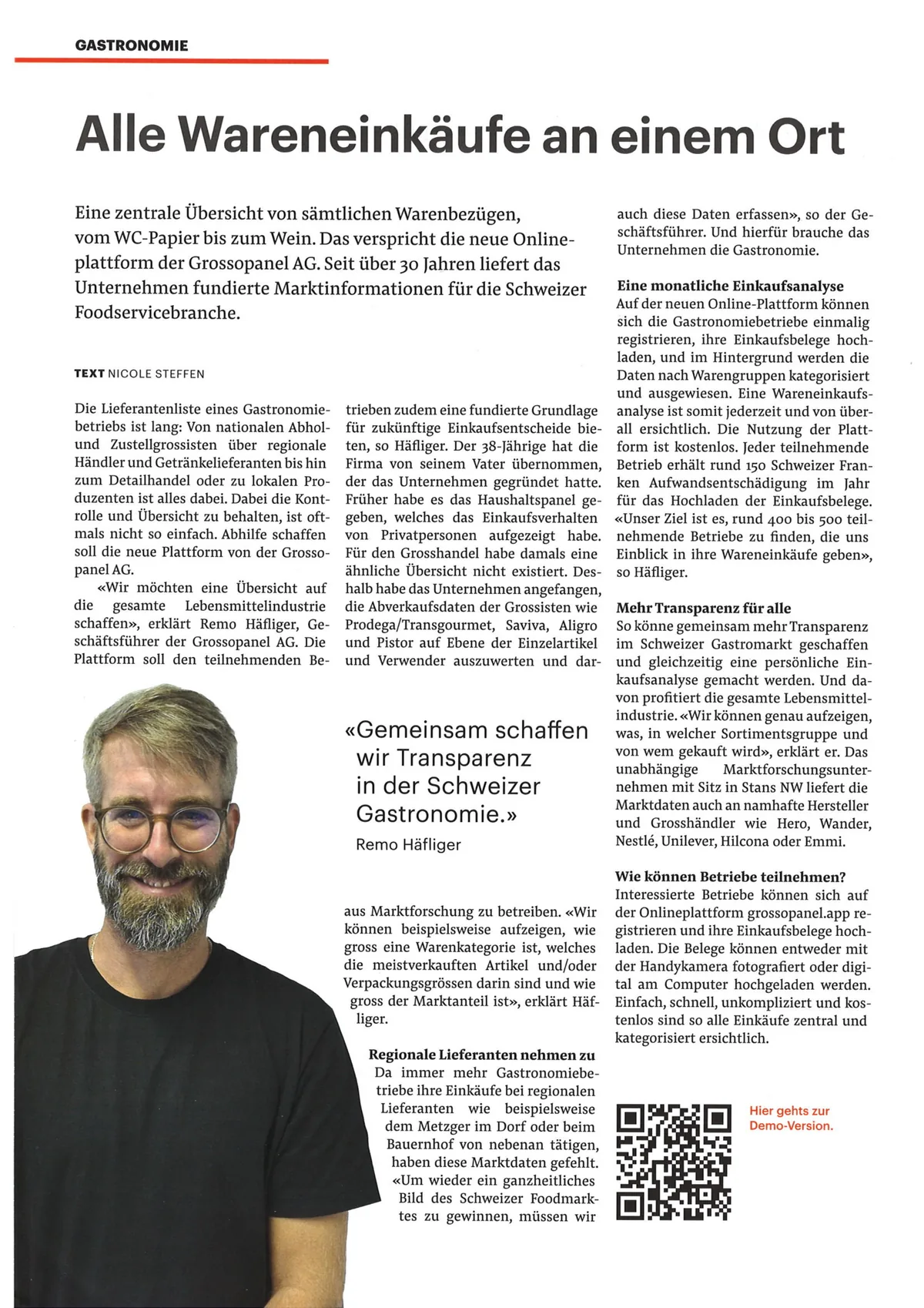 «Alle Wareneinkäufe an einem Ort» – Grossopanel im GastroJournal